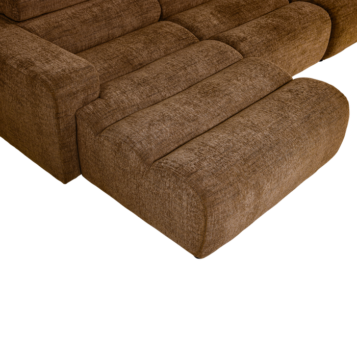 WOOOD Novi Chaise Longue Bank Links - Polyester - Karamelbruin Melange