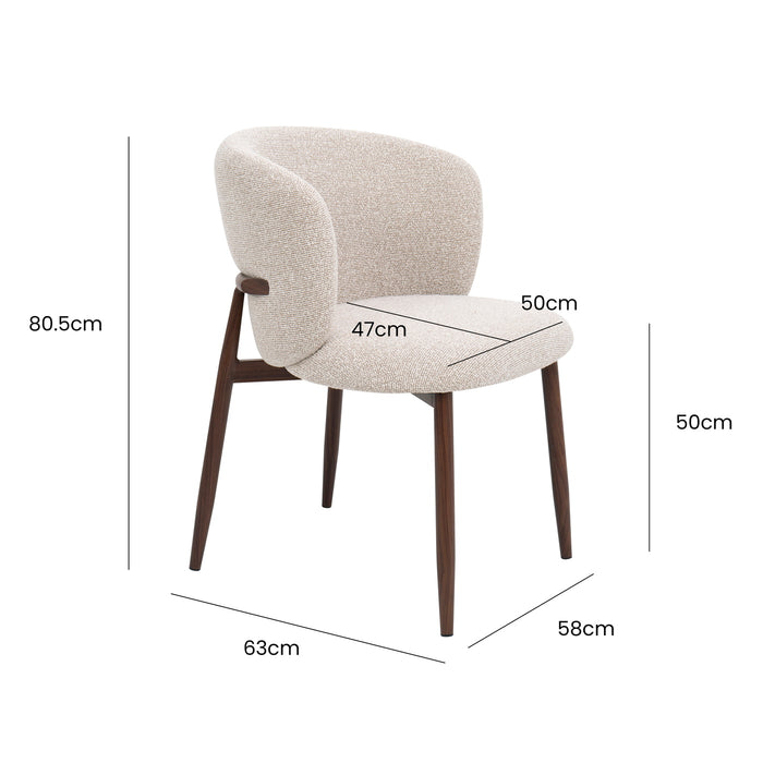 DÉJA Living - Eetkamerstoel Taupe|Beige Stof - Varde - Set van 2