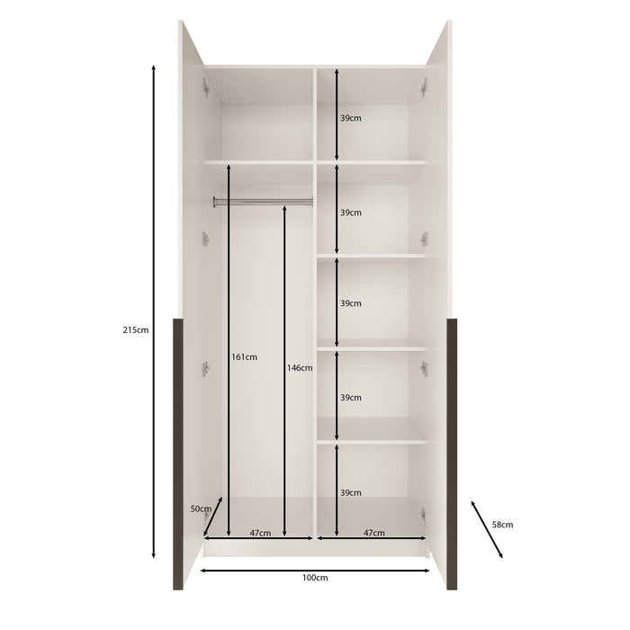 Meubella - Kledingkast Bruno - Eiken - 100 cm - Met spiegel