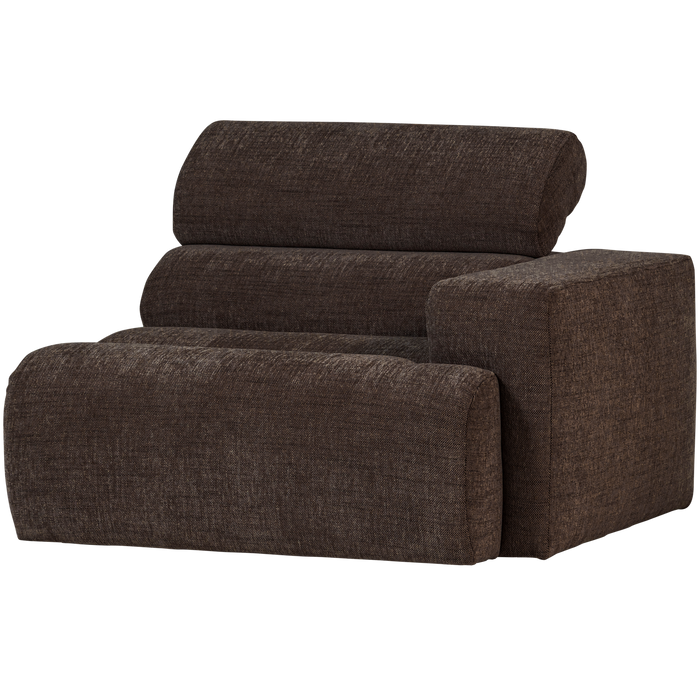 WOOOD Novi 1-Zits Element Bank Arm Rechts - Polyester - Donkerbruin