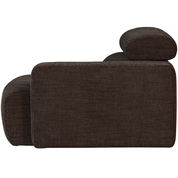 WOOOD Novi 1-Zits Element Bank Arm Rechts - Polyester - Donkerbruin