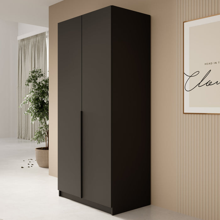 Meubella - Kledingkast Bruno - Zwart - 100 cm