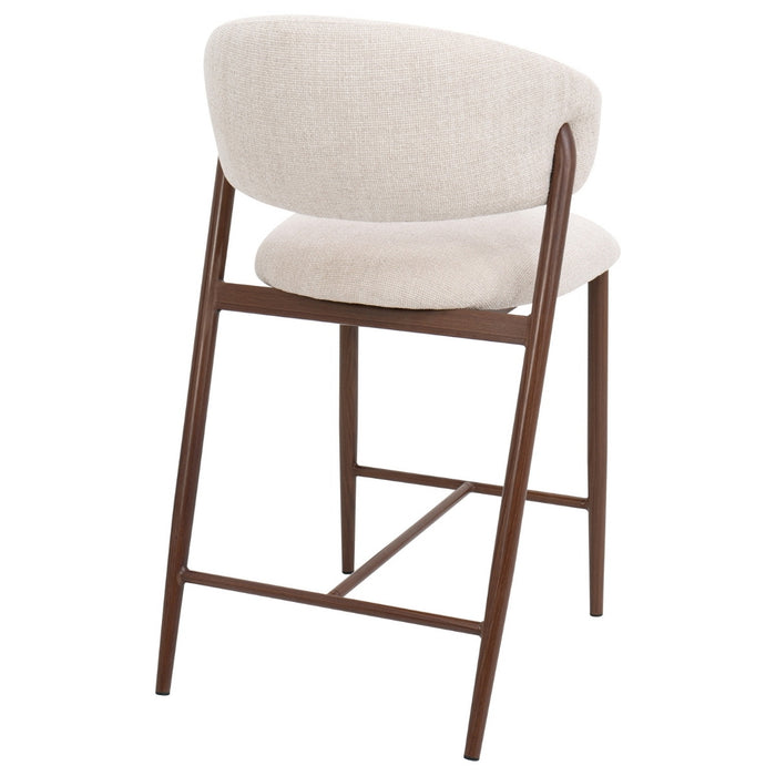 DÉJA Living - Barstoel Beige|Walnoot - 67cm - Skive - Set van 2
