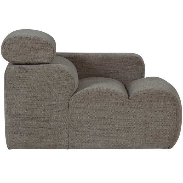 WOOOD Novi 1-Zits Element Bank Arm Rechts - Polyester - Grijs Melange