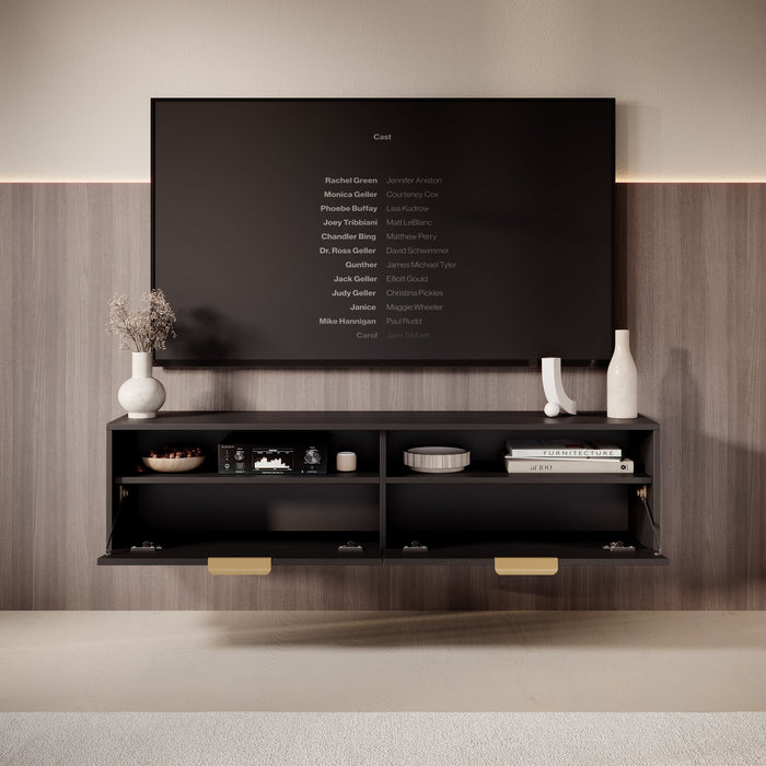 Meubella - TV-Meubel Qipp - Zwart - 140 cm