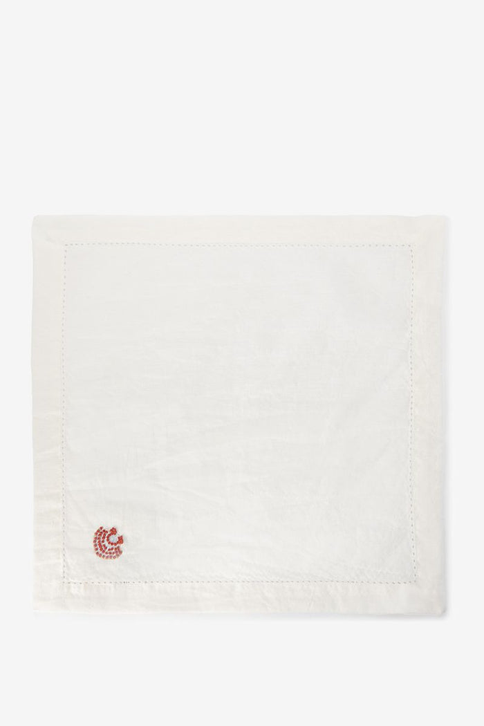 Sissy-Boy Set van 2 witte servetten met schelp-2st.