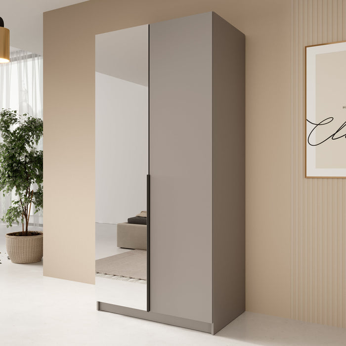 Meubella - Kledingkast Bruno - Beige - 100 cm - Met spiegel