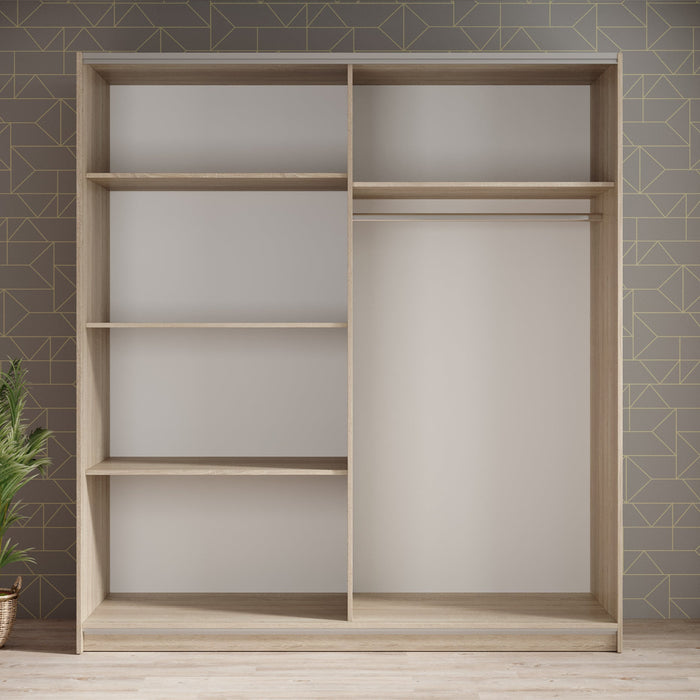 Meubella - Kledingkast Ganaro - Eiken - 180 cm - Met spiegel