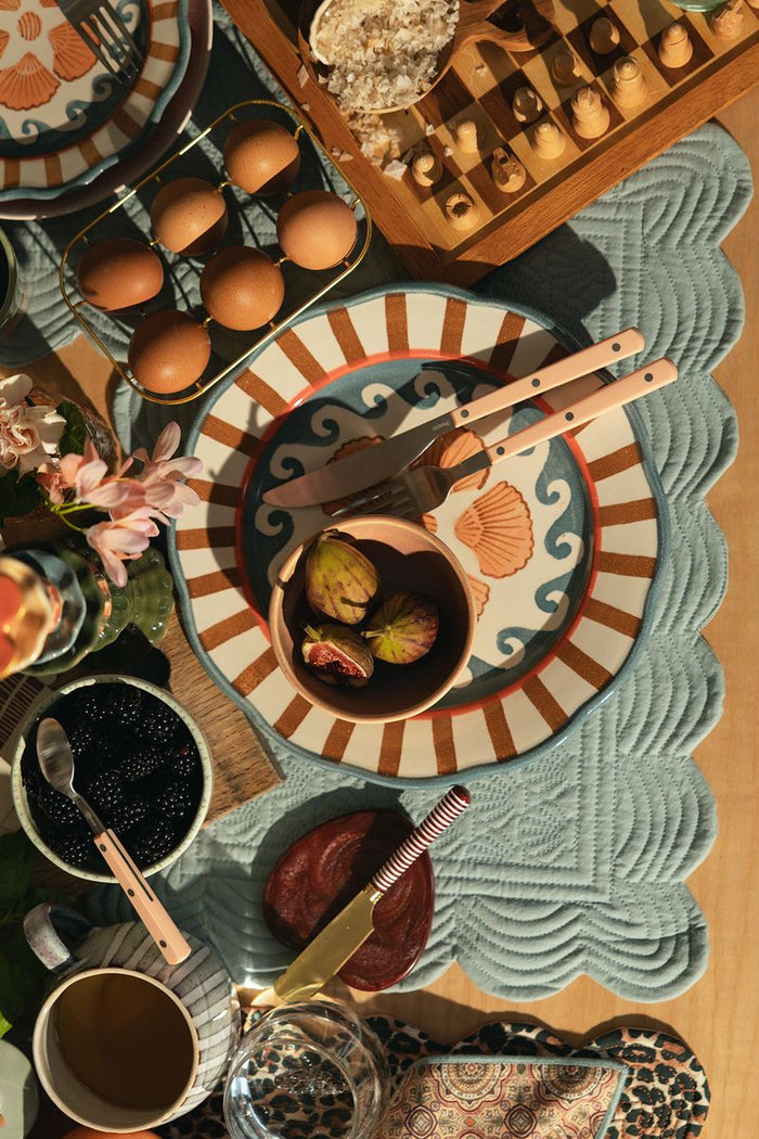 Sissy-Boy Lichtblauwe placemat set met schelpjes-2st.