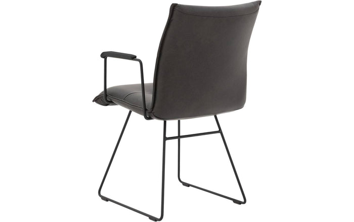 Goossens Eetkamerstoel Nica, Armleuning met zwart houten armlegger -