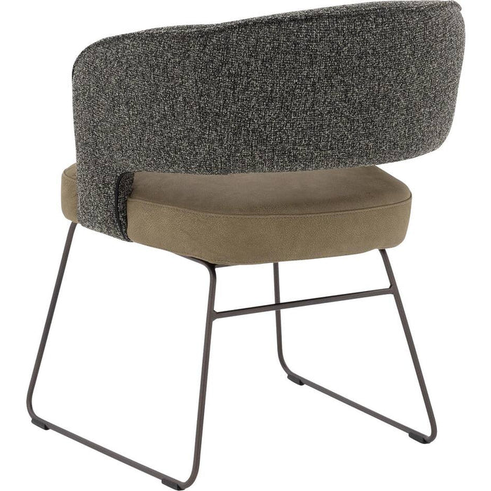 Goossens Eetkamerstoel Ostuni (zitting leer, rugleuning stof) -