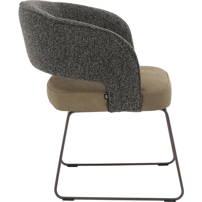 Goossens Eetkamerstoel Ostuni (zitting leer, rugleuning stof) -