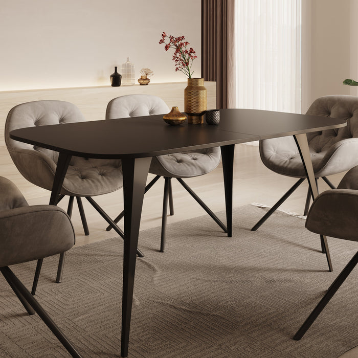 Meubella - Eetkamertafel Flix - Zwart - 160 cm - Uitschuifbaar