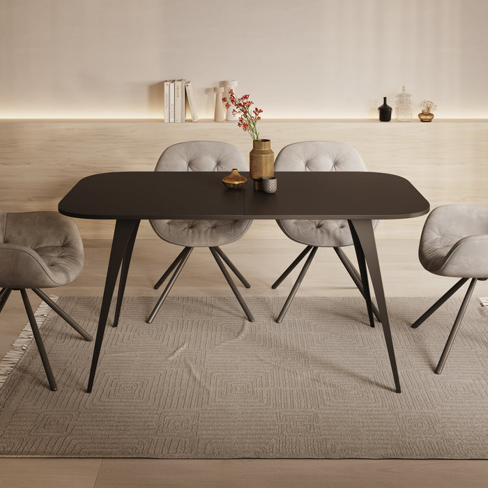 Meubella - Eetkamertafel Flix - Zwart - 160 cm - Uitschuifbaar