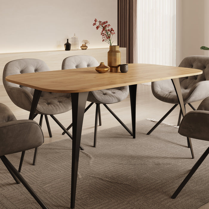 Meubella - Eetkamertafel Flix - Eiken - 160 cm - Uitschuifbaar