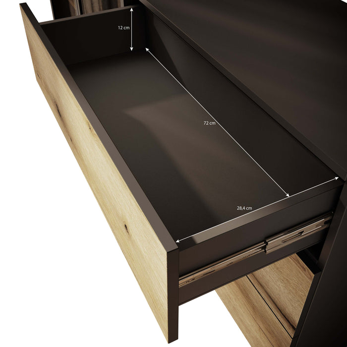 Meubella - Dressoir Ludwig - Zwart - Eiken - 180 cm