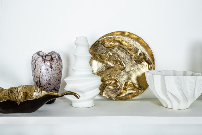 PTMD Ycee Brass casted alu leaf bowl gold inside L