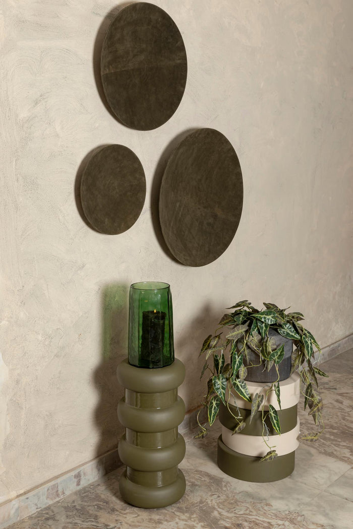 PTMD Nabdia Taupe Suede Round Bowl And Wall Panel L