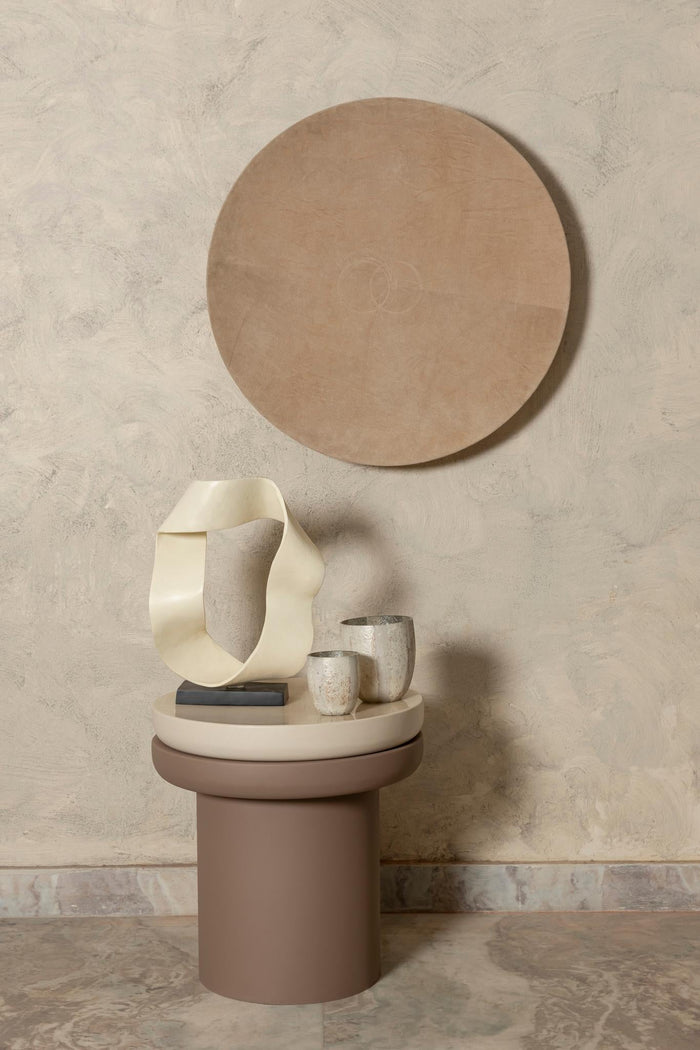 PTMD Nabdia Taupe Suede Round Bowl And Wall Panel M
