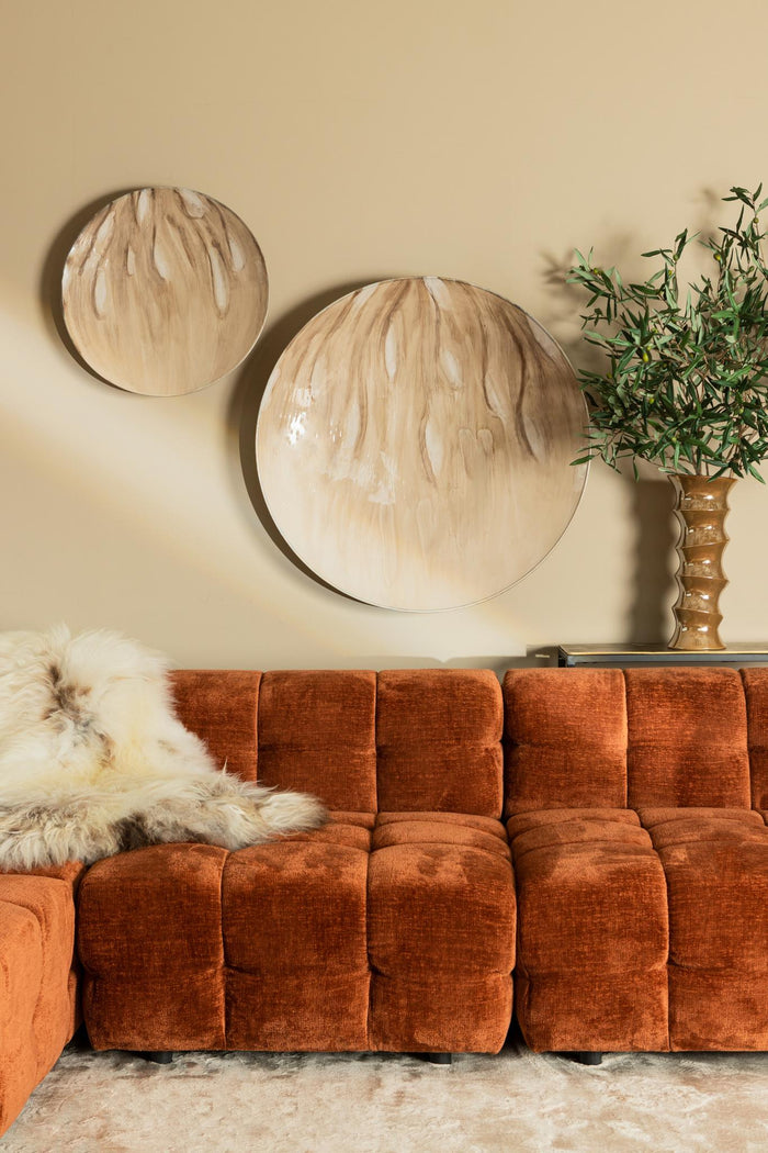 PTMD Maran Beige shiny iron wall panel round S