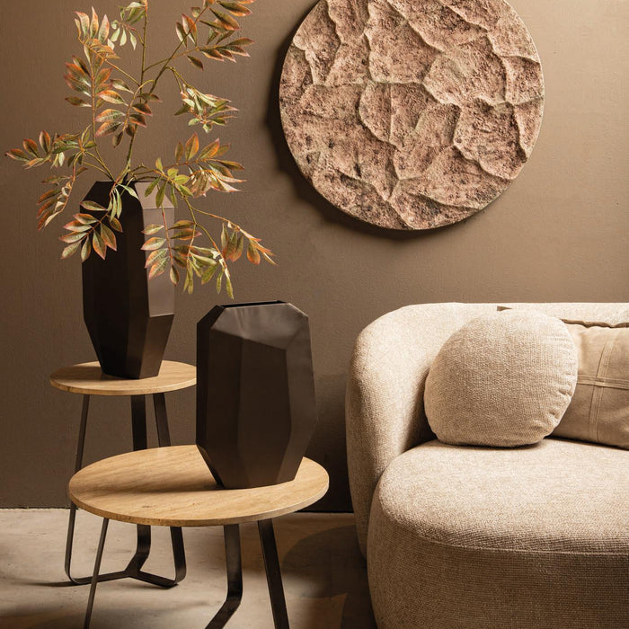 PTMD Micka Black Travertine Coffeetable Round Small