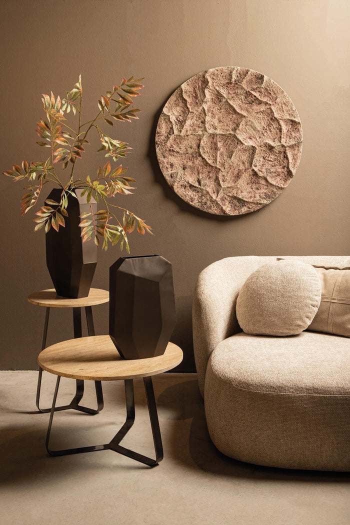 PTMD Micka Black Travertine Coffeetable Round Small