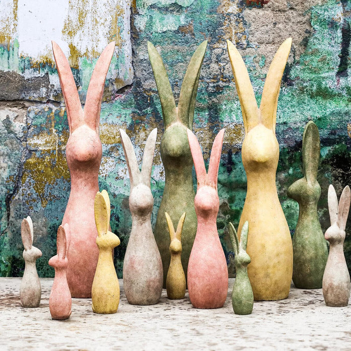 PTMD Remy Green Cement Rabbit Shaped Statue Ears Up XL
