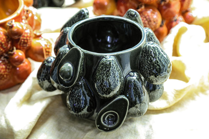 PTMD Bauer Green Ceramic Round Avocado Pot Large