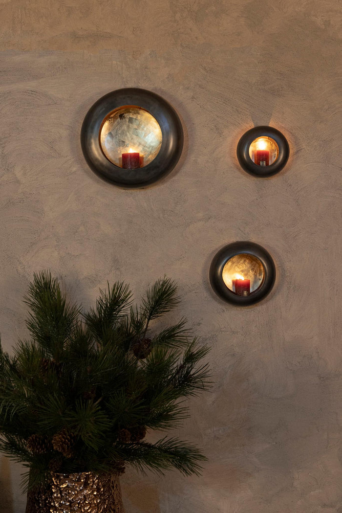 PTMD Prestyn Grey Iron Round Wall Stormlight L