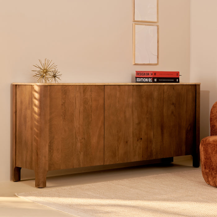 by fonQ Brato Dressoir met Marmeren Blad - Mangohout