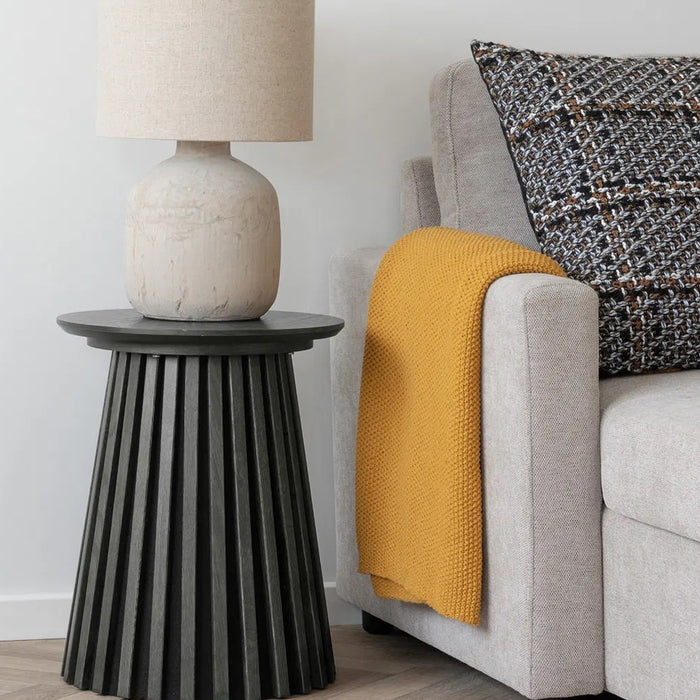 House Nordic Osaka Zwart Eiken Bijzettafel Rond