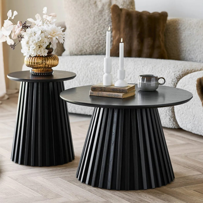 House Nordic Osaka Zwart Eiken Bijzettafel Rond