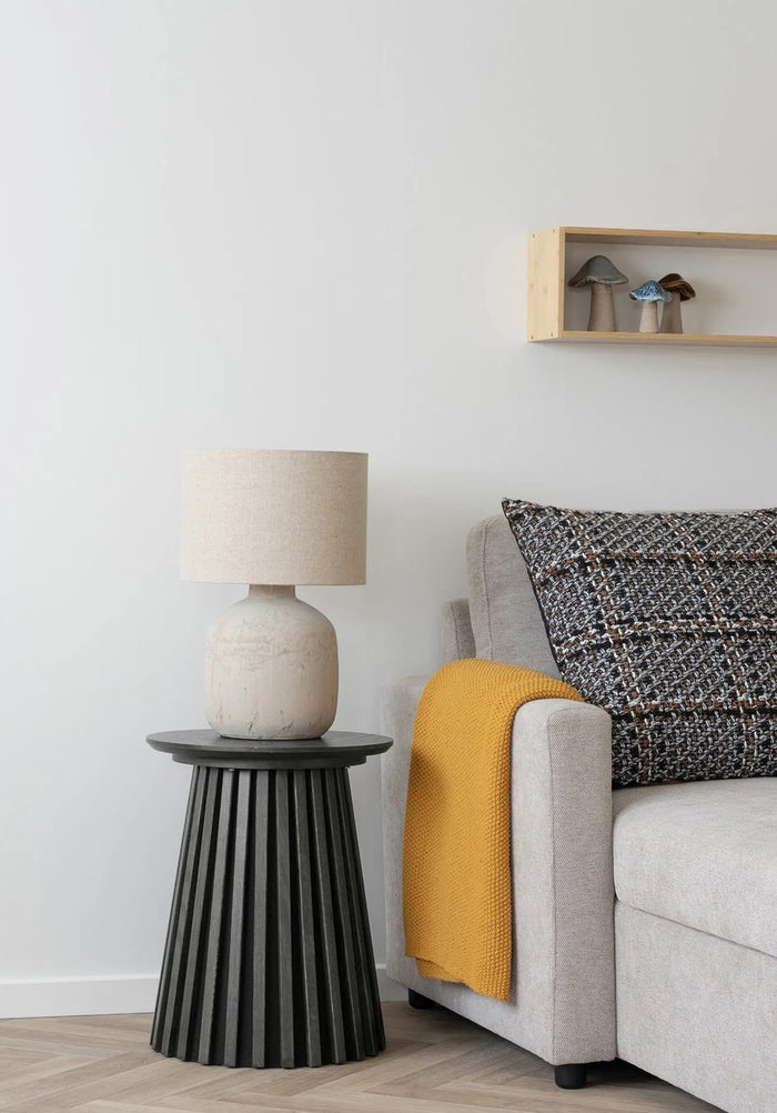 House Nordic Osaka Zwart Eiken Bijzettafel Rond