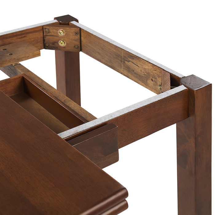 Beliani-MASELA-Uitschuifbare eettafel-Donkere houtkleur-Rubberhout