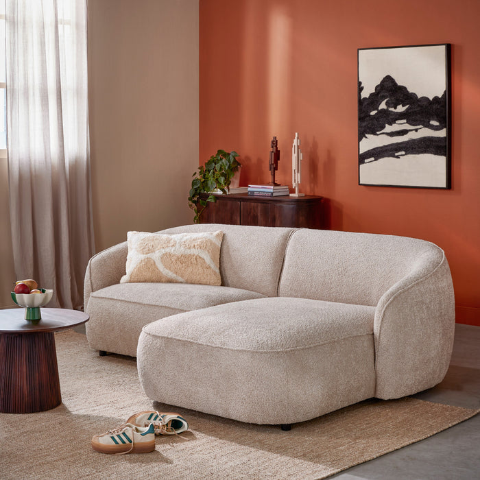 by fonQ Chubby Hoekbank met Chaise Longue Rechts - Bouclé Greige