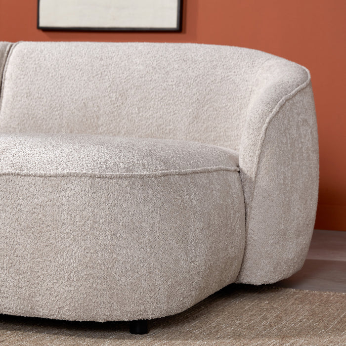 by fonQ Chubby Hoekbank met Chaise Longue Rechts - Bouclé Greige
