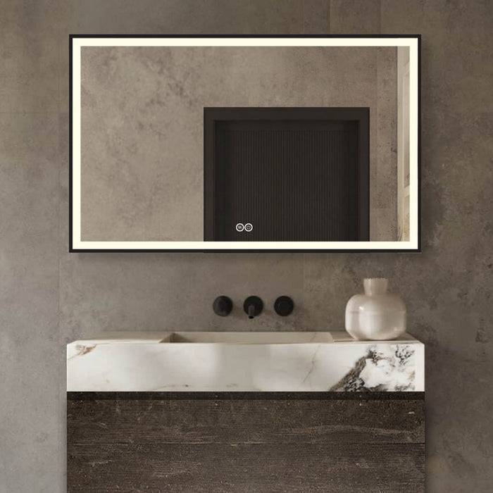 Vtw Living - Badkamerspiegel met Verwarming Zwarte Rand - 80 x 60 cm