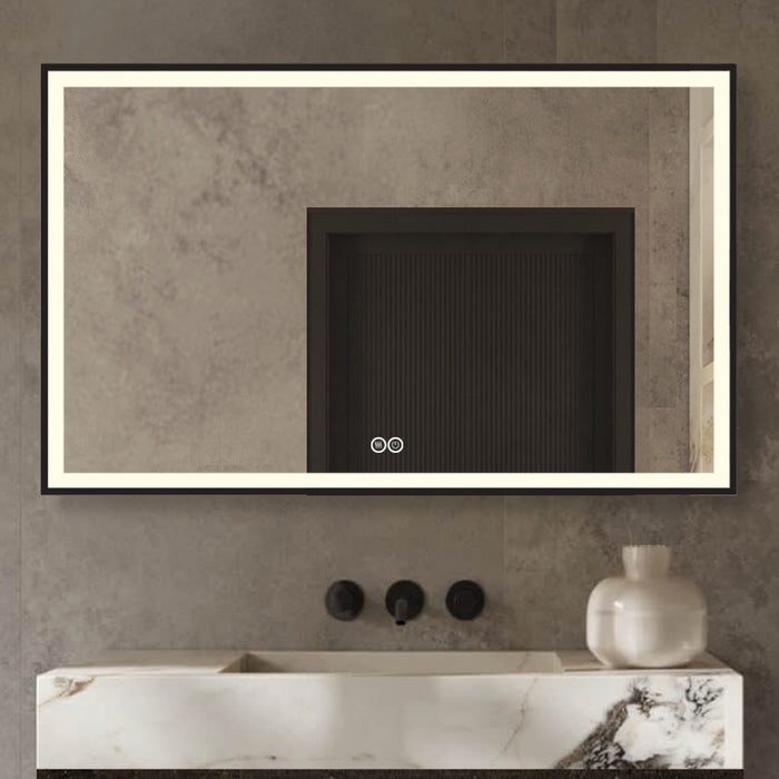 Vtw Living - Badkamerspiegel met Verwarming Zwarte Rand - 60 x 60 cm