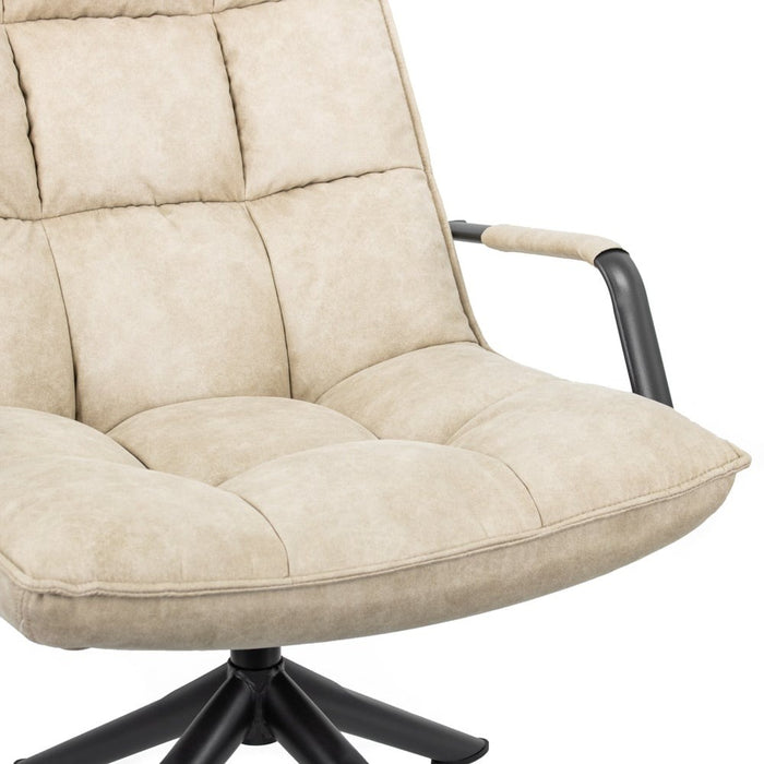 Draaifauteuil Met Armleuning - Fauteuil - Beige - 70 x 80 x 100 cm