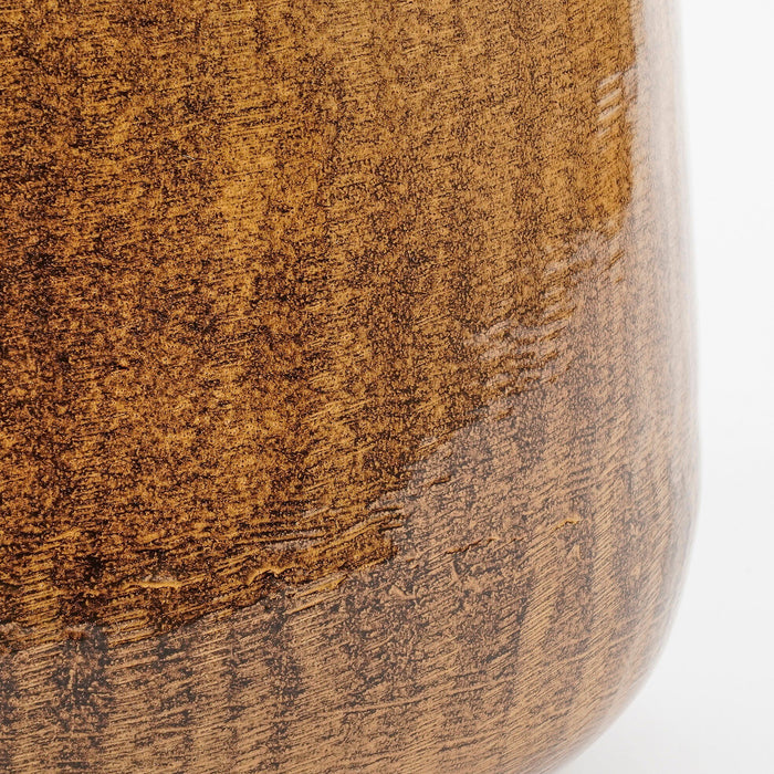 Mica Decorations Benson Bloempot - H16 x Ø19 cm - Metaal - Bruin