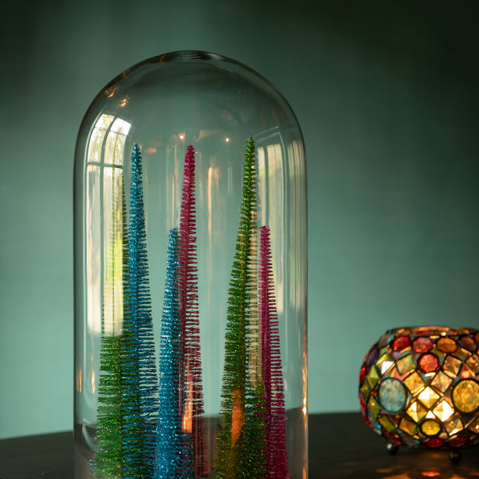 J-Line decoratie Kerstboom Glitter - kunststof - blauw - doo