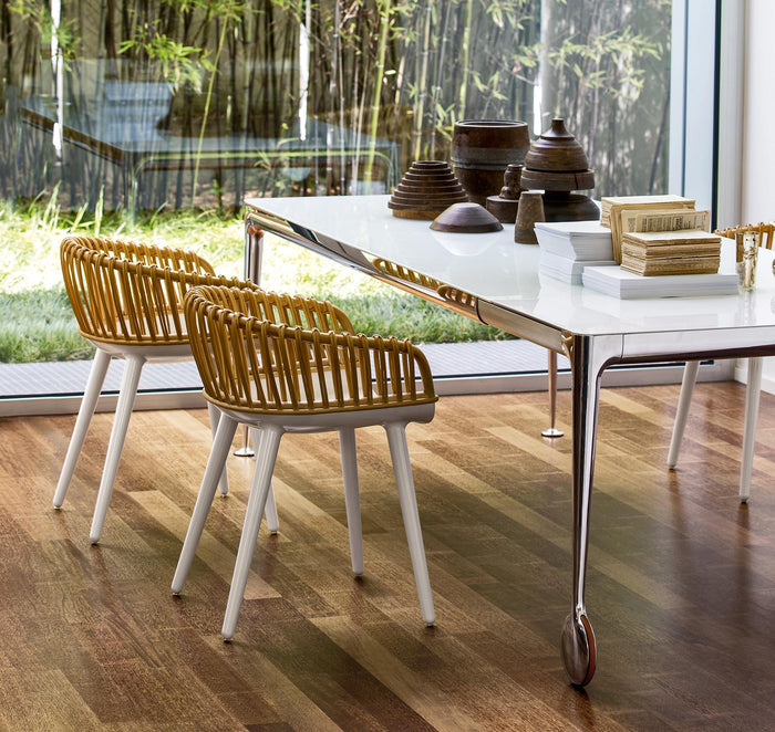 Cyborg Club stoel naturel wicker glossy white