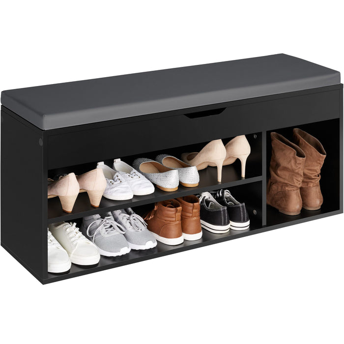 tectake® Schoenenkast Natalya met zitkussen 104x30x49cm