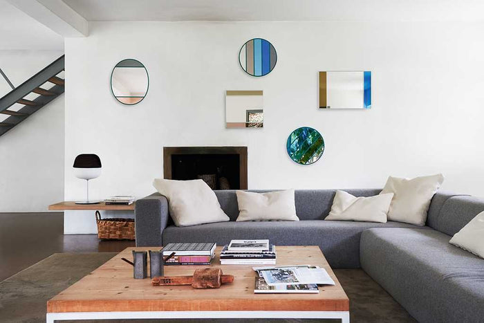 Vitrail spiegel ovaal lichtgrijs