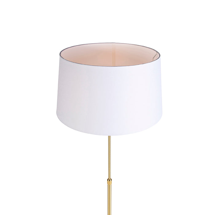 QAZQA Smart vloerlamp goud met linnen kap wit 45 cm incl. Wifi A60 -