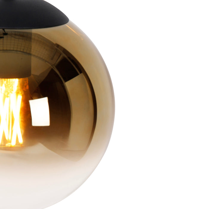 QAZQA Smart hanglamp zwart met goud glas 20 cm incl. Wifi A60 -
