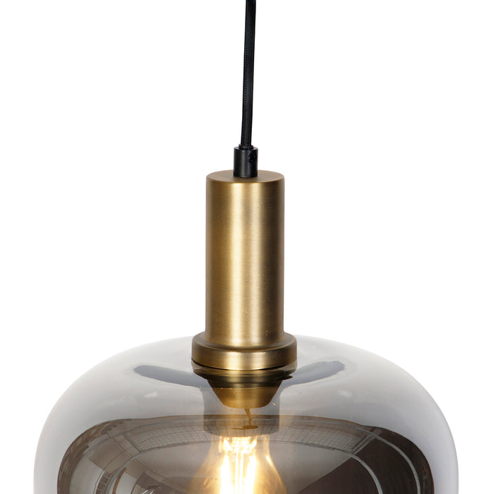 QAZQA Smart hanglamp zwart met goud en smoke glas incl. Wifi A60 -