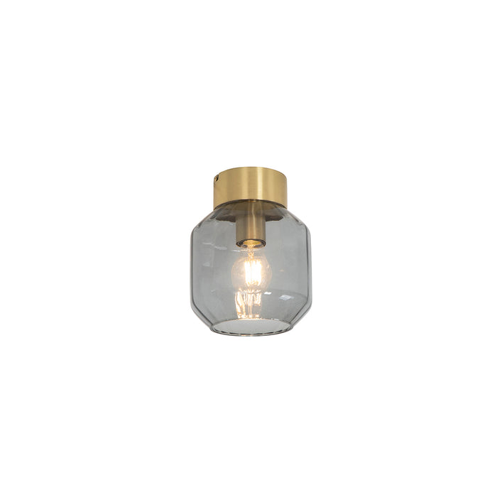 QAZQA Smart plafondlamp messing met smoke glas incl. Wifi A60 -