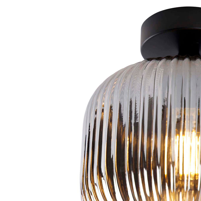 QAZQA Smart plafondlamp zwart met smoke glas incl. Wifi A60 - Karel