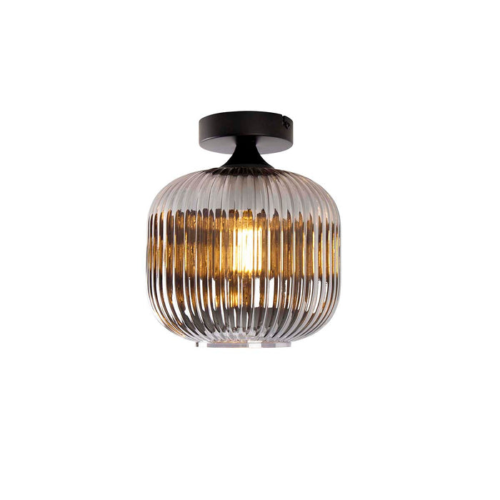 QAZQA Smart plafondlamp zwart met smoke glas incl. Wifi A60 - Karel